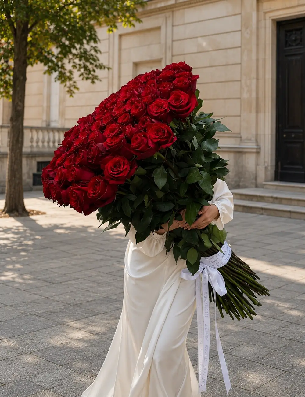 Strauß roter Rosen mit meterlangen Stielen von Jardí d'Or in Palma